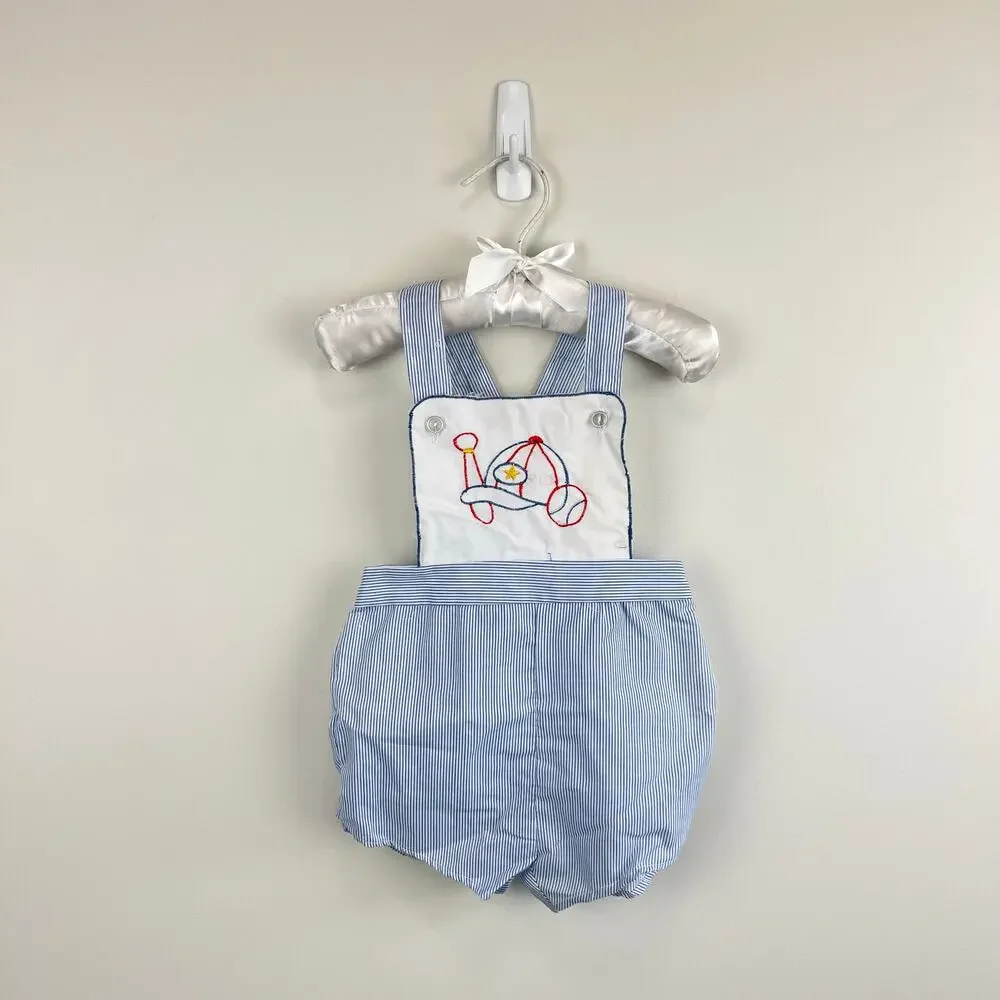 Vintage Judy Philippine Blue Baseball Sunsuit Romper 12 Months